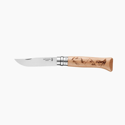 Opinel No.08 Engraved Handle Folding Knife - outdoor sports 8號雕刻櫸木柄摺刀